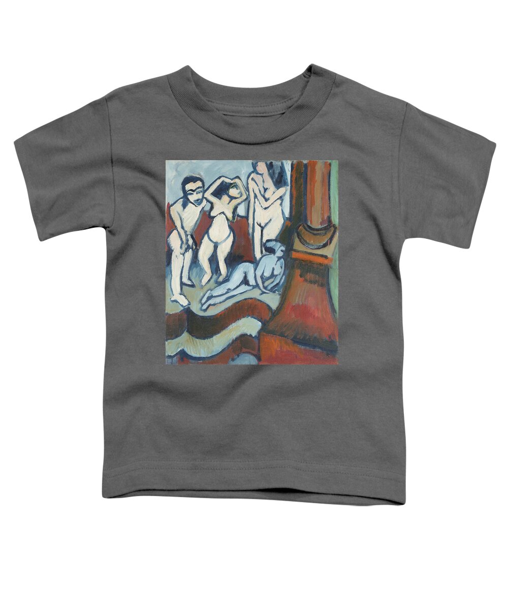 German Painters Toddler T-Shirt featuring the painting Four Wood Sculptures by Ernst Ludwig Kirchner