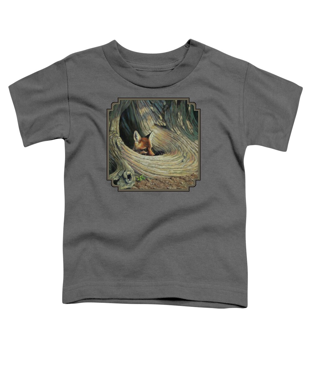 Dog Toddler T-Shirt featuring the painting Fox - It's a Big World Out There by Crista Forest