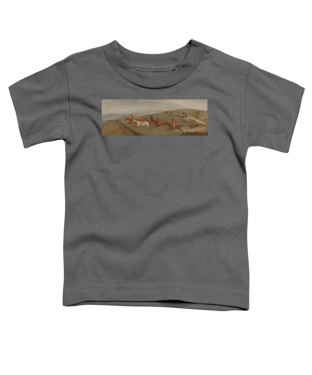 19th Century Art Toddler T-Shirt featuring the painting Foxhunting - The Few Not Funkers by Richard Barrett Davis