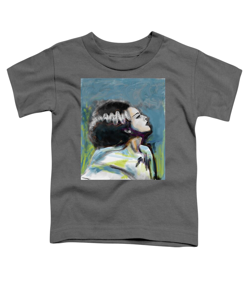 Bride Of Frankenstein Toddler T-Shirt featuring the mixed media Frankie's Bride by Russell Pierce