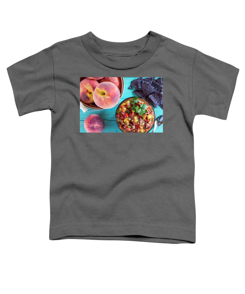 Colorado Peaches Toddler T-Shirt featuring the photograph Fresh Peach Salsa by Teri Virbickis