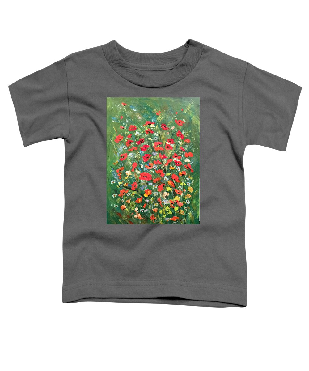 Poppies Painting Toddler T-Shirt featuring the painting Fresh Poppies From The Garden by Dorothy Maier