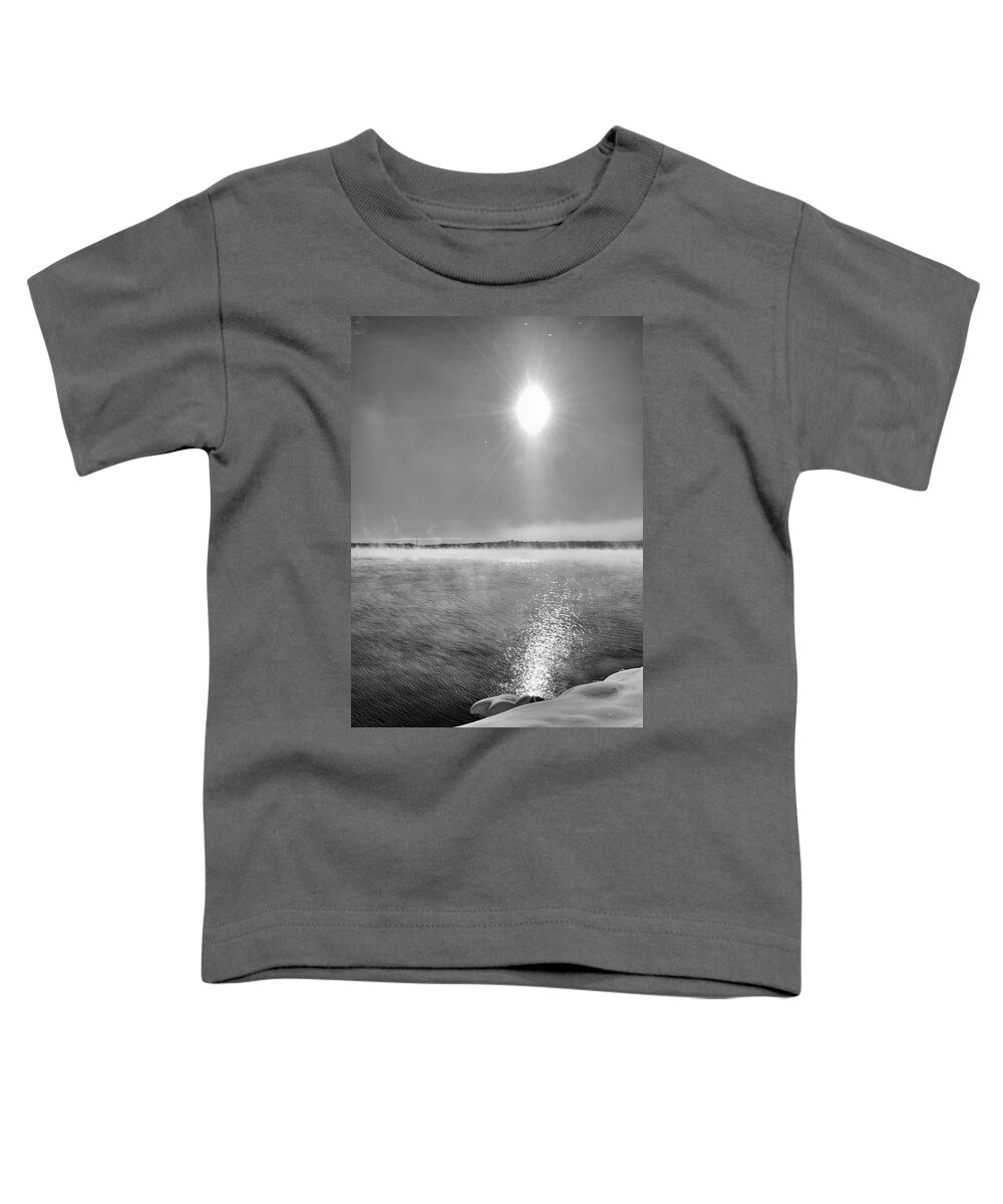 Black And White Toddler T-Shirt featuring the photograph Fresh Snow And Sunlight BW by Lyle Crump
