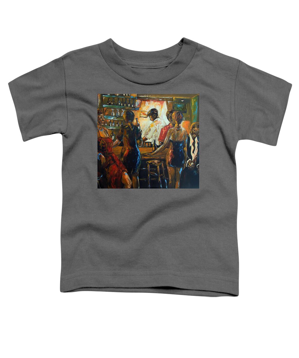 Midnight Blue Series Toddler T-Shirt featuring the painting Friends by Berthold Moyo