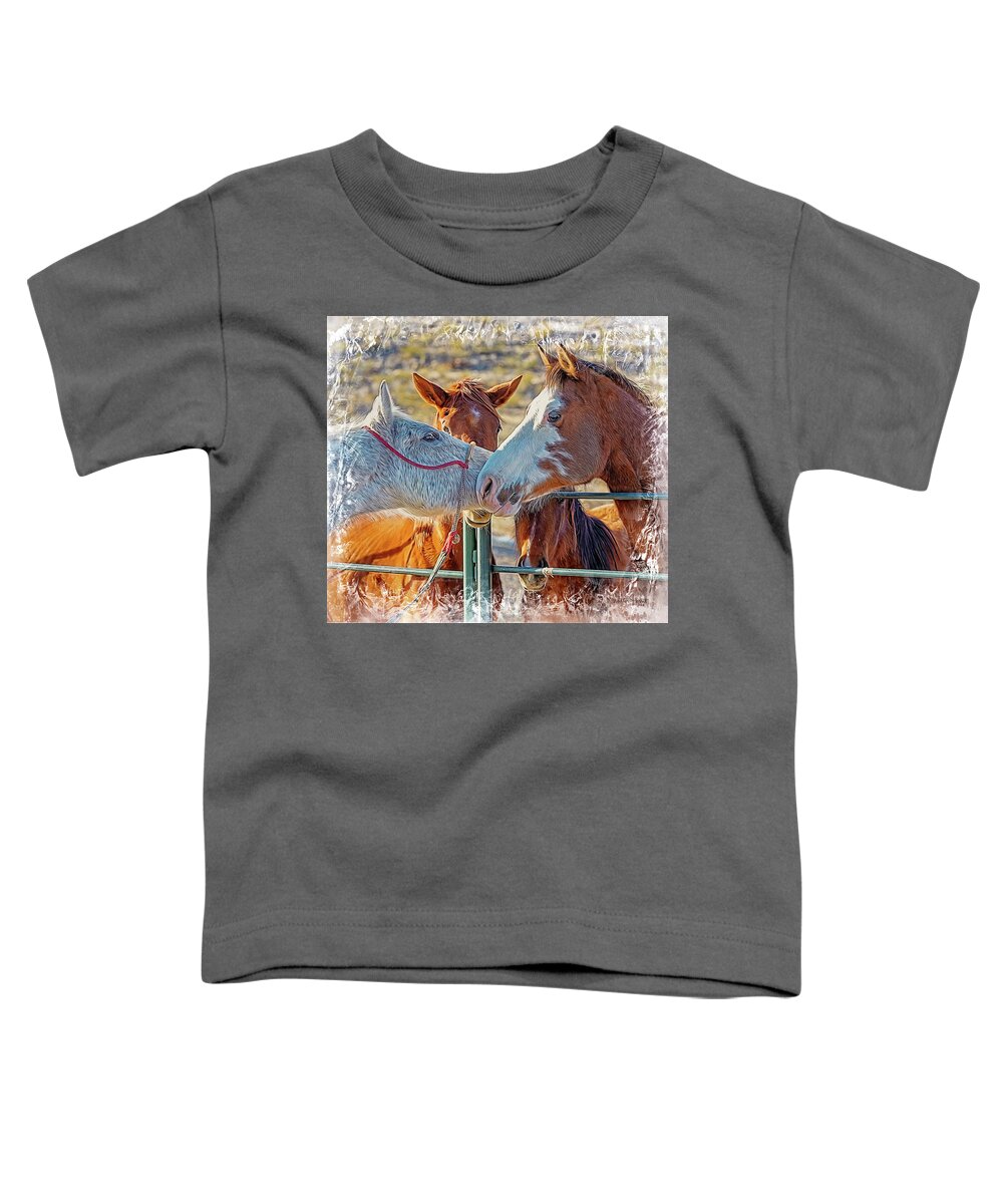 Horses Unlimited Rescue Toddler T-Shirt featuring the digital art Friends by Walter Herrit