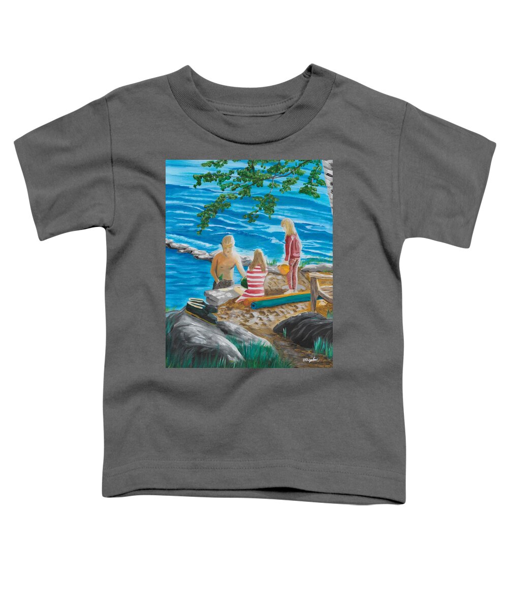 Beach Toddler T-Shirt featuring the painting Fun at the Beach by David Bigelow