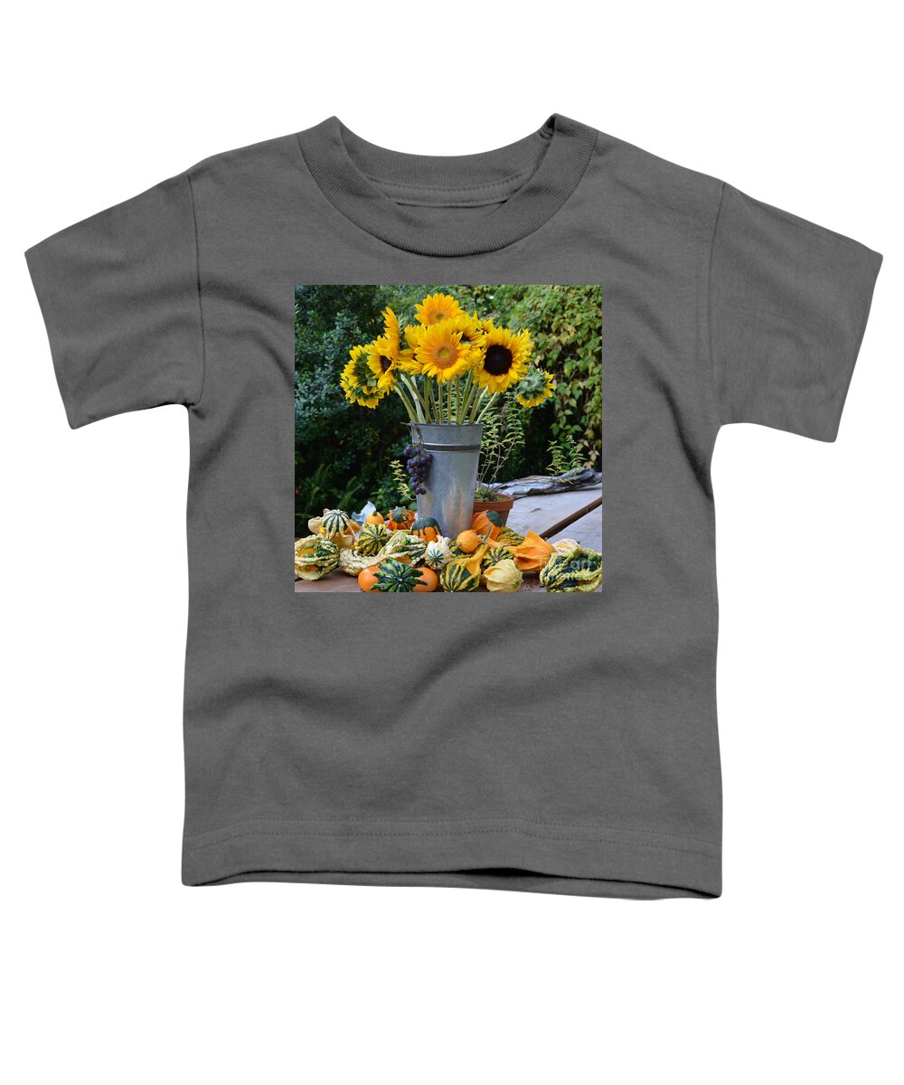 Sunflower Toddler T-Shirt featuring the photograph Garden Bounty in Yellow and Green by Tatyana Searcy