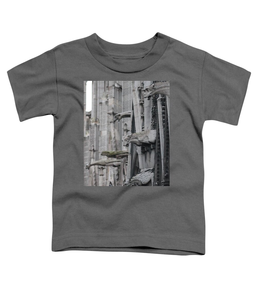 Gargoyles Toddler T-Shirt featuring the photograph Gargoyles North Notre Dame by Christopher J Kirby