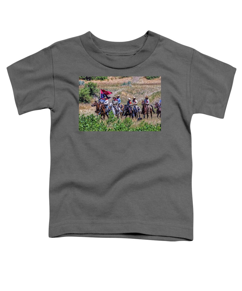 Little Bighorn Re-enactment Toddler T-Shirt featuring the photograph General Custer and his Entourage by Donald Pash