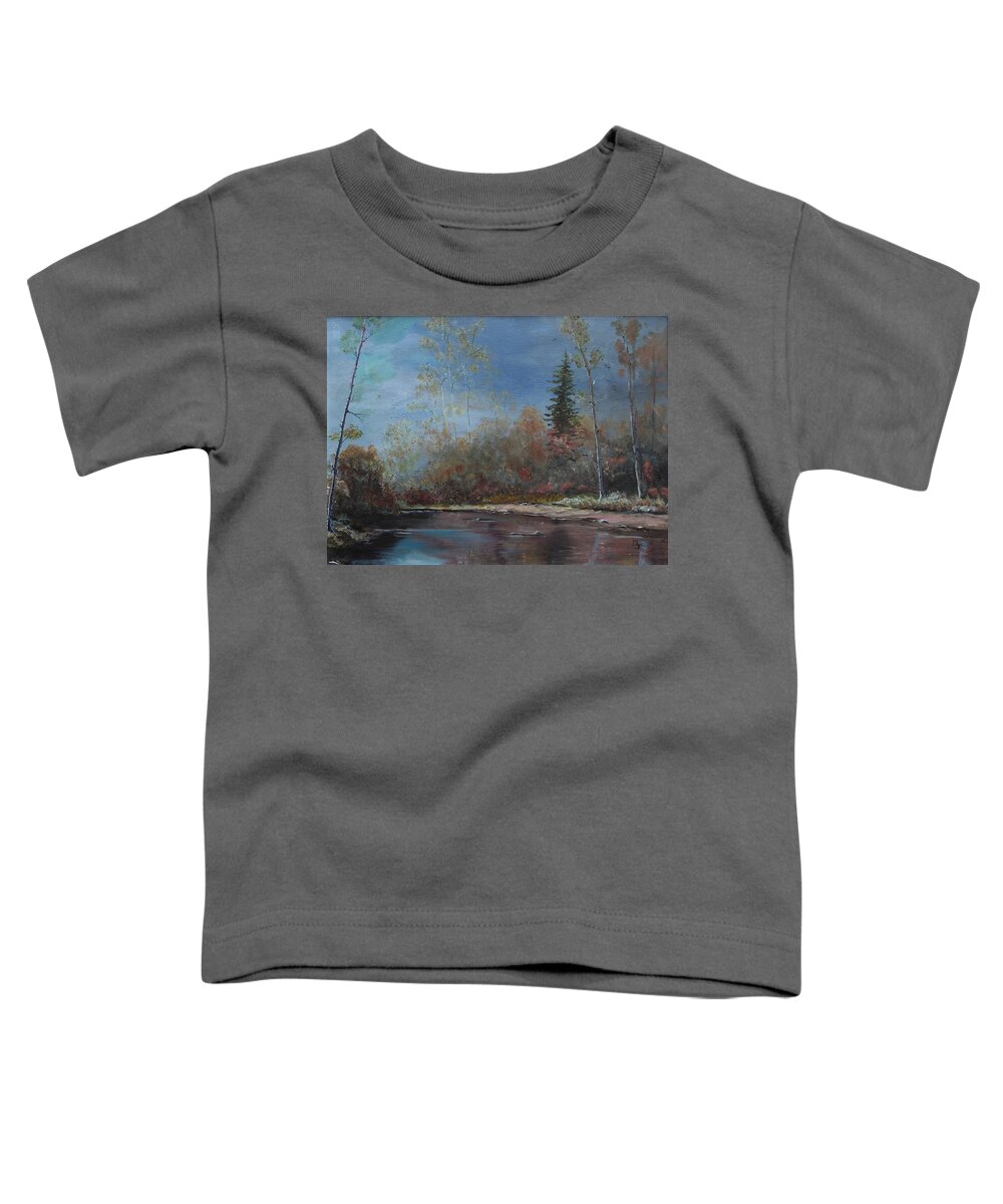 River Toddler T-Shirt featuring the painting Gentle Stream - LMJ by Ruth Kamenev