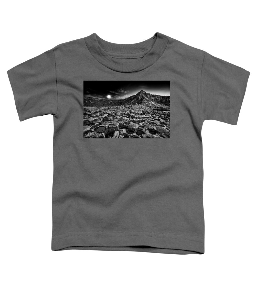 Giants Toddler T-Shirt featuring the photograph Giants Causeway Moonrise by Nigel R Bell