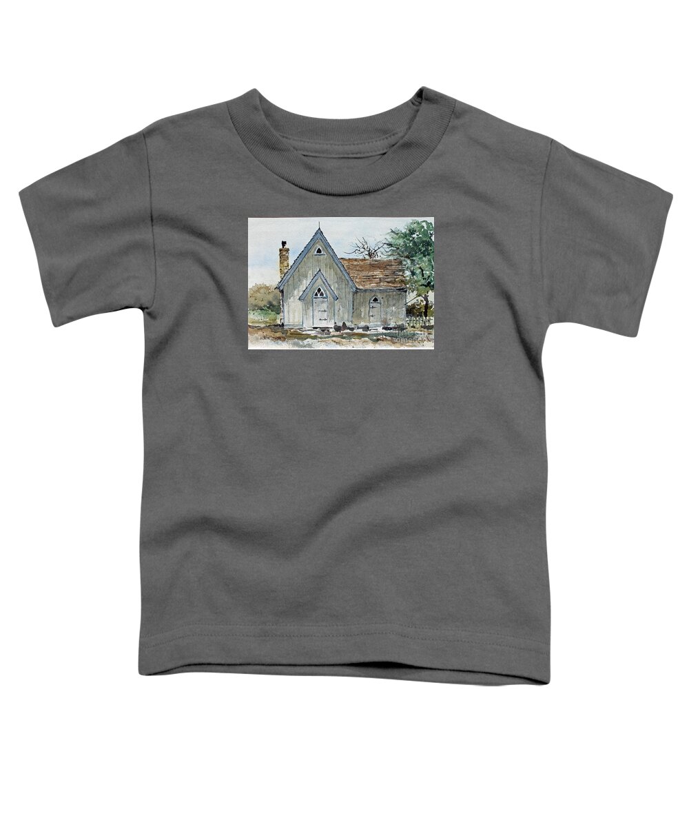 A Small Building In Independence Toddler T-Shirt featuring the painting Girl Scout Little House by Monte Toon