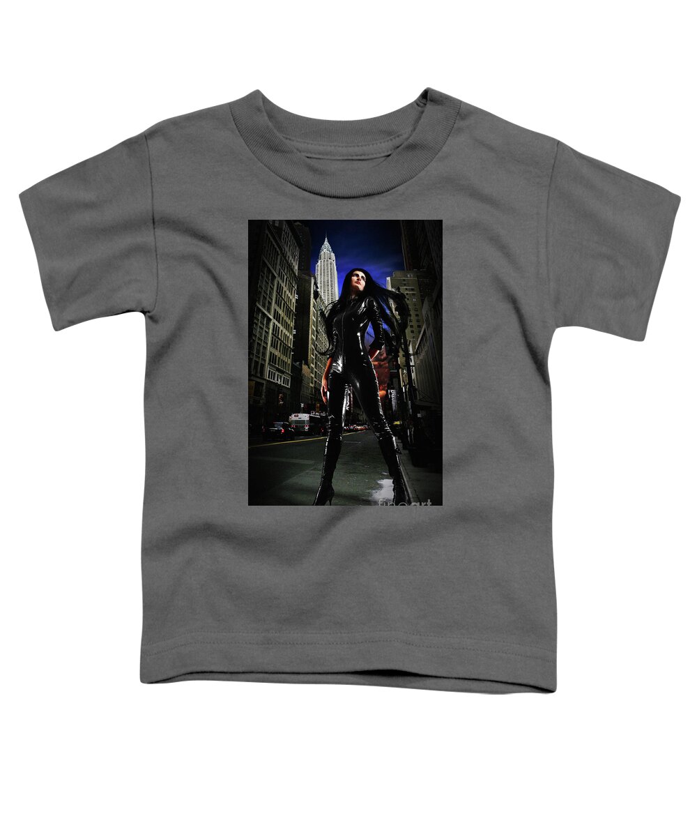 Fashion Toddler T-Shirt featuring the photograph Girl Superhero Costume City of Heroes by Dimitar Hristov