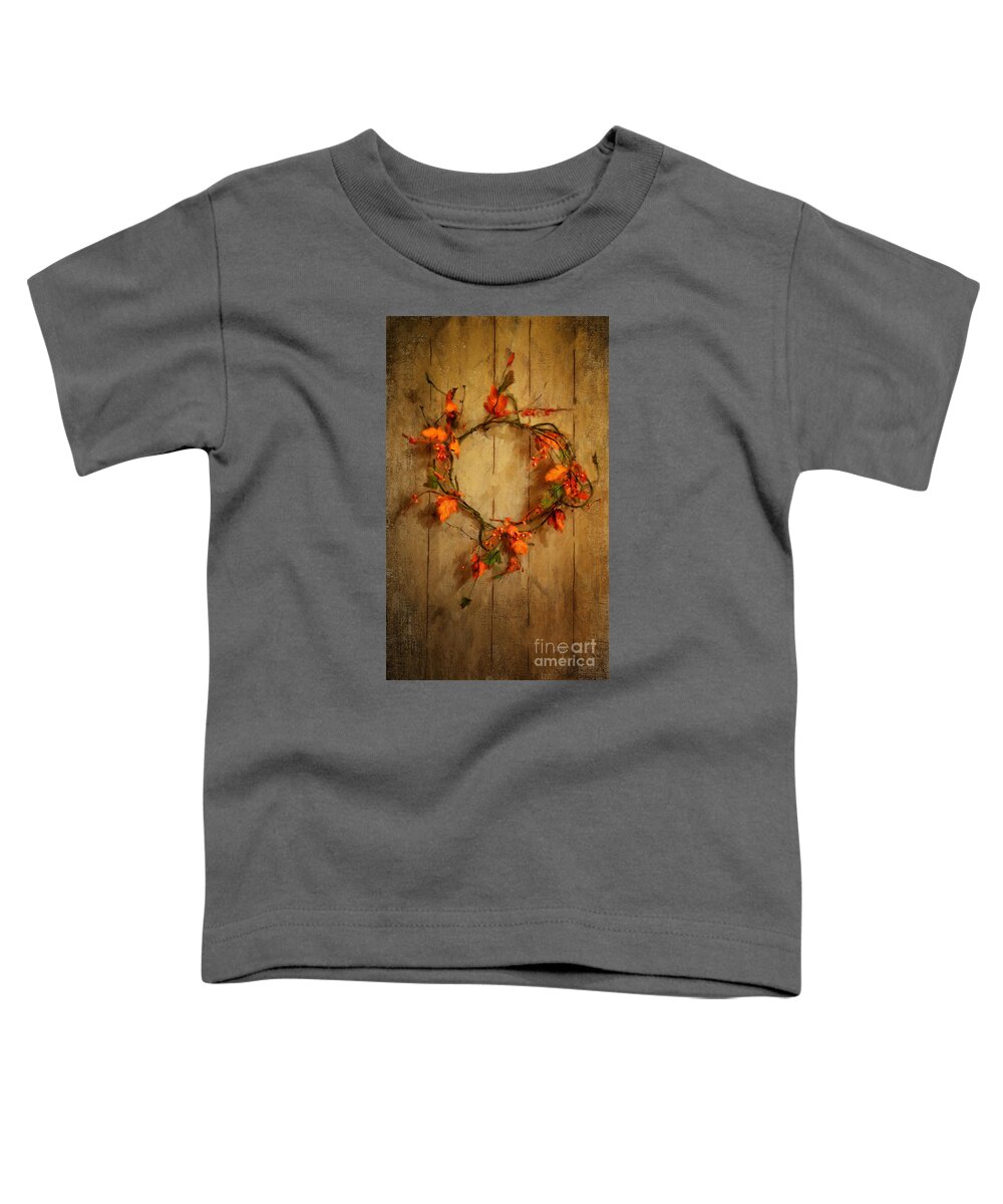 Wreath Toddler T-Shirt featuring the digital art Giving Thanks by Lois Bryan