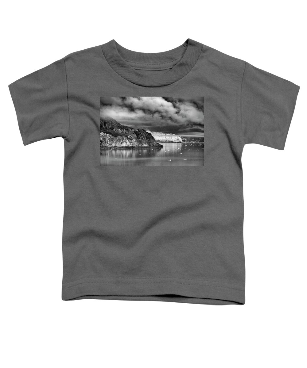 Alaska Toddler T-Shirt featuring the photograph Glacier Bay Alaska in BW by Paul Ross