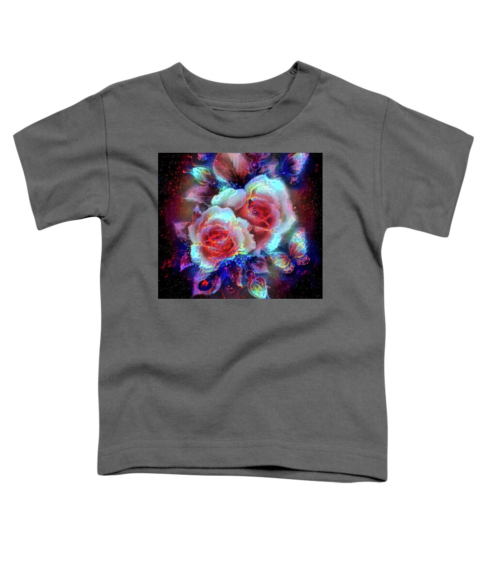 Glowing Flowers Toddler T-Shirt featuring the mixed media Glowing flowers by Lilia S