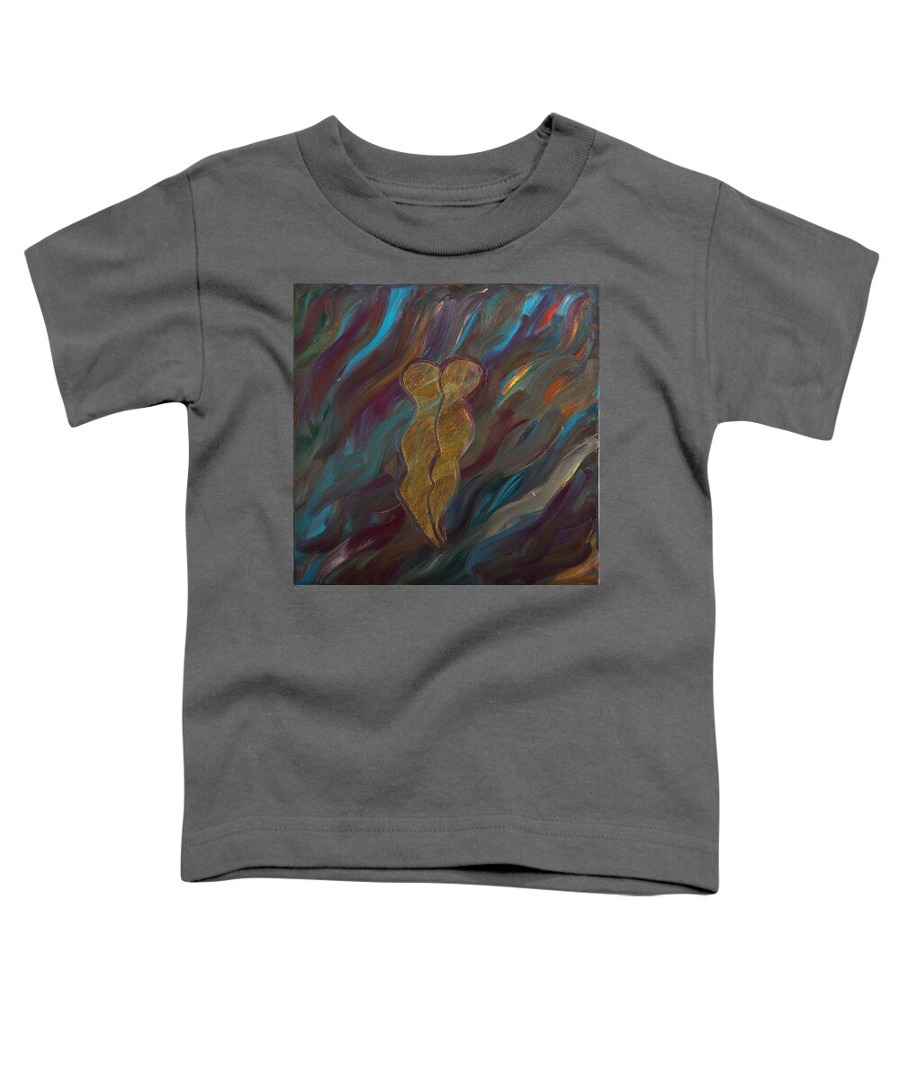 Oil Toddler T-Shirt featuring the painting Gold by Hagit Dayan