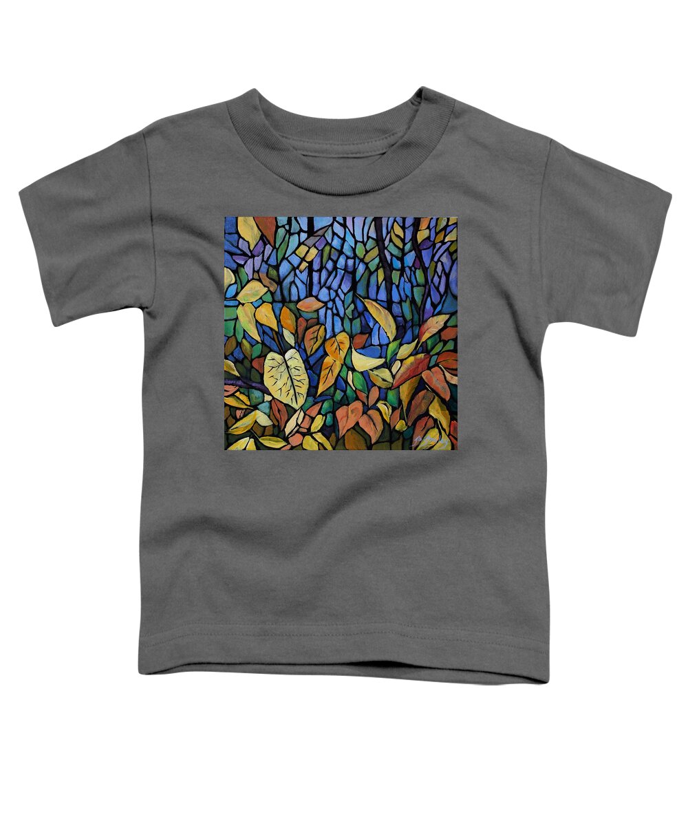 Leaves Toddler T-Shirt featuring the painting Gold Leaf by Jo Smoley