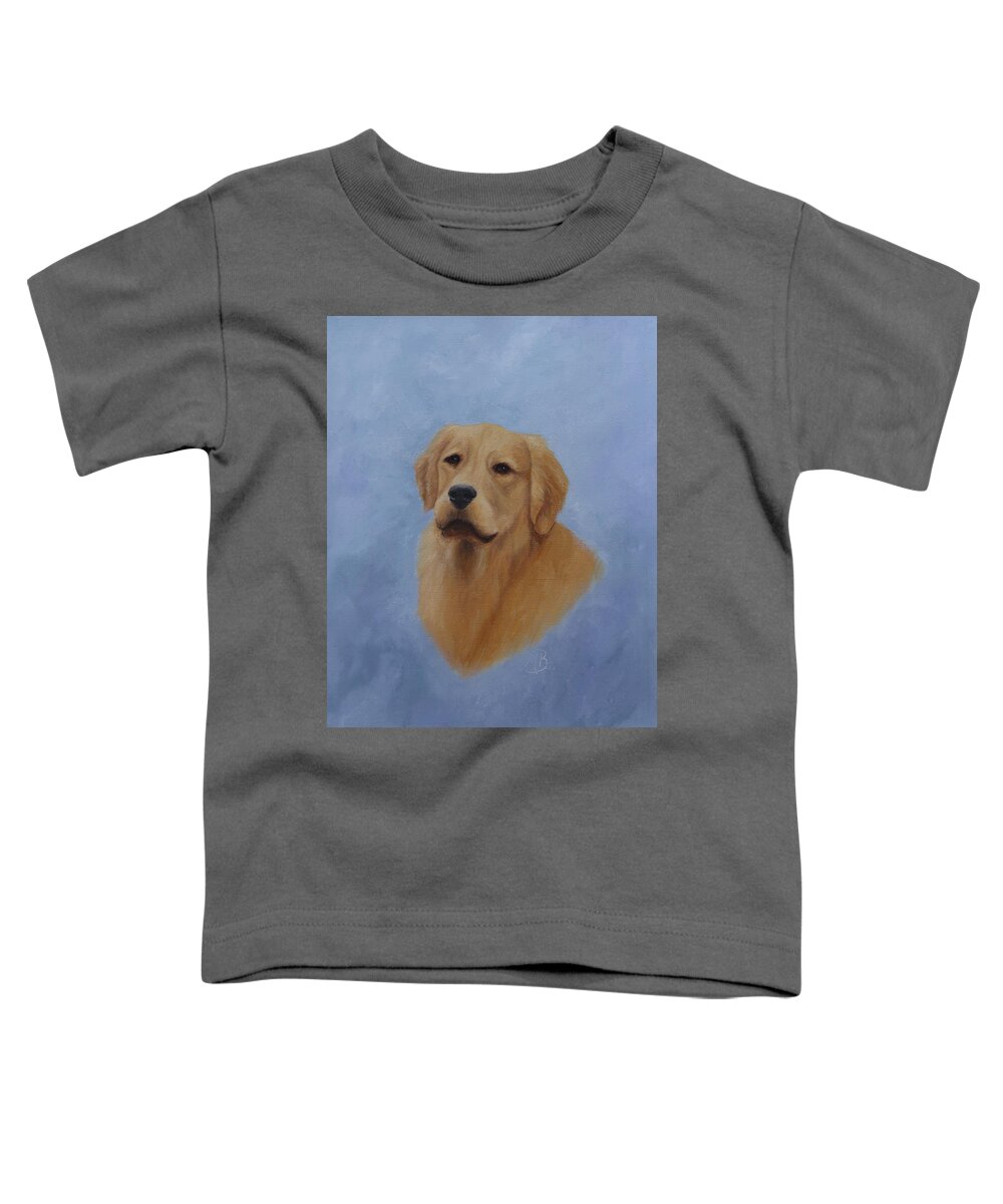 Animal Art Toddler T-Shirt featuring the painting Golden Retriever Portrait by Monica Burnette