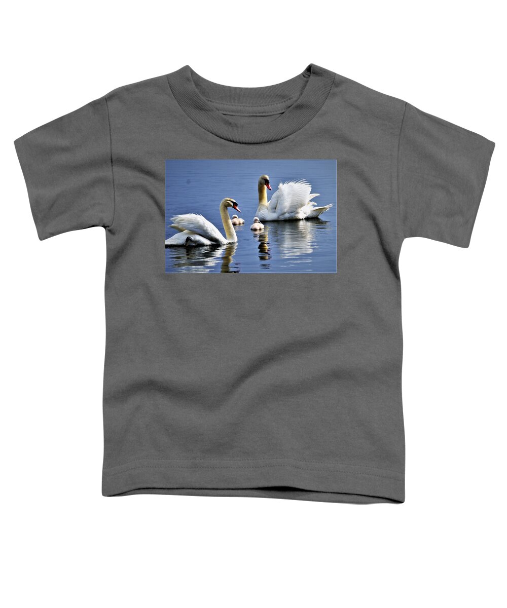 Swans Toddler T-Shirt featuring the photograph Good Parents by Chuck Brown