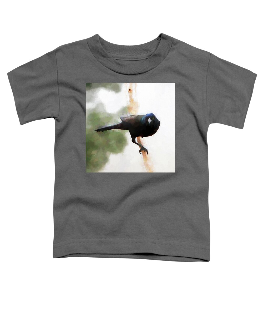 Blackbird Toddler T-Shirt featuring the photograph Grackle by John Freidenberg