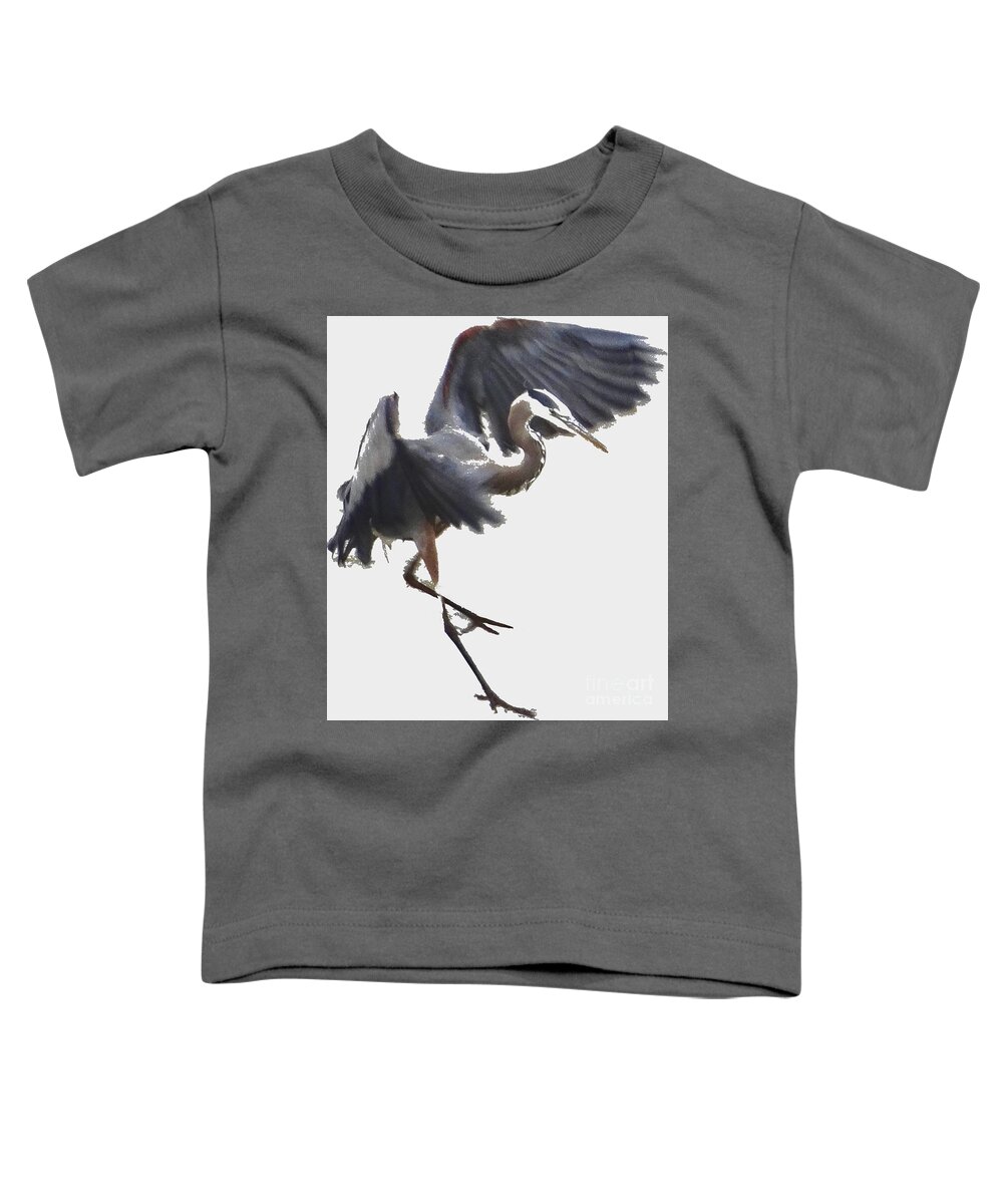 5 Star Toddler T-Shirt featuring the photograph Great Blue Heron as Watercolor v2 by Christopher Plummer