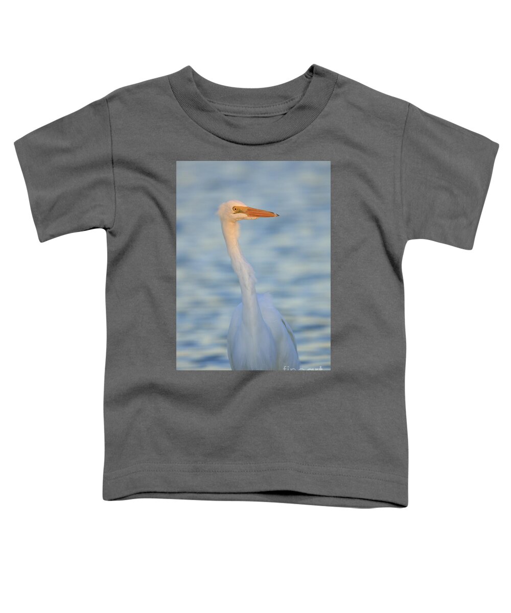 Great Egret Toddler T-Shirt featuring the photograph Great Egret In Waves by John F Tsumas