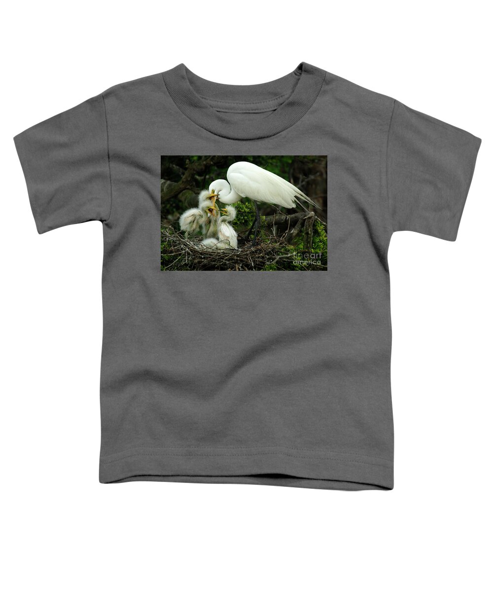 Majestic Great Egret Toddler T-Shirt featuring the photograph Majestic Great White Egret High Island Texas 9 by Bob Christopher