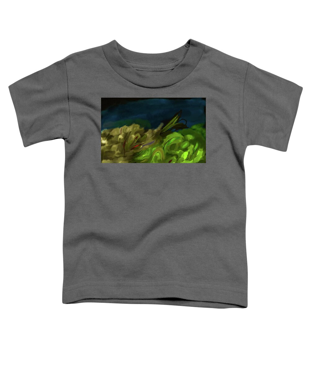 Abstract Toddler T-Shirt featuring the digital art Green and lilac #g9 by Leif Sohlman