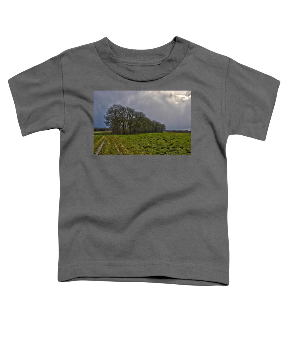 Tree Toddler T-Shirt featuring the photograph Group Of Trees Against A Dark Sky by Frans Blok