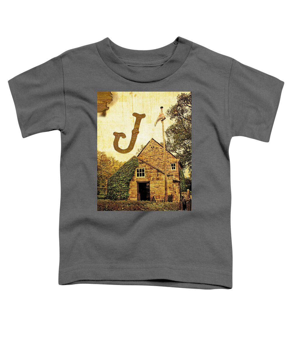 Captain James Cook Toddler T-Shirt featuring the photograph Grungy Melbourne Australia Alphabet Series Letter J Captain Jame by Beverly Claire Kaiya