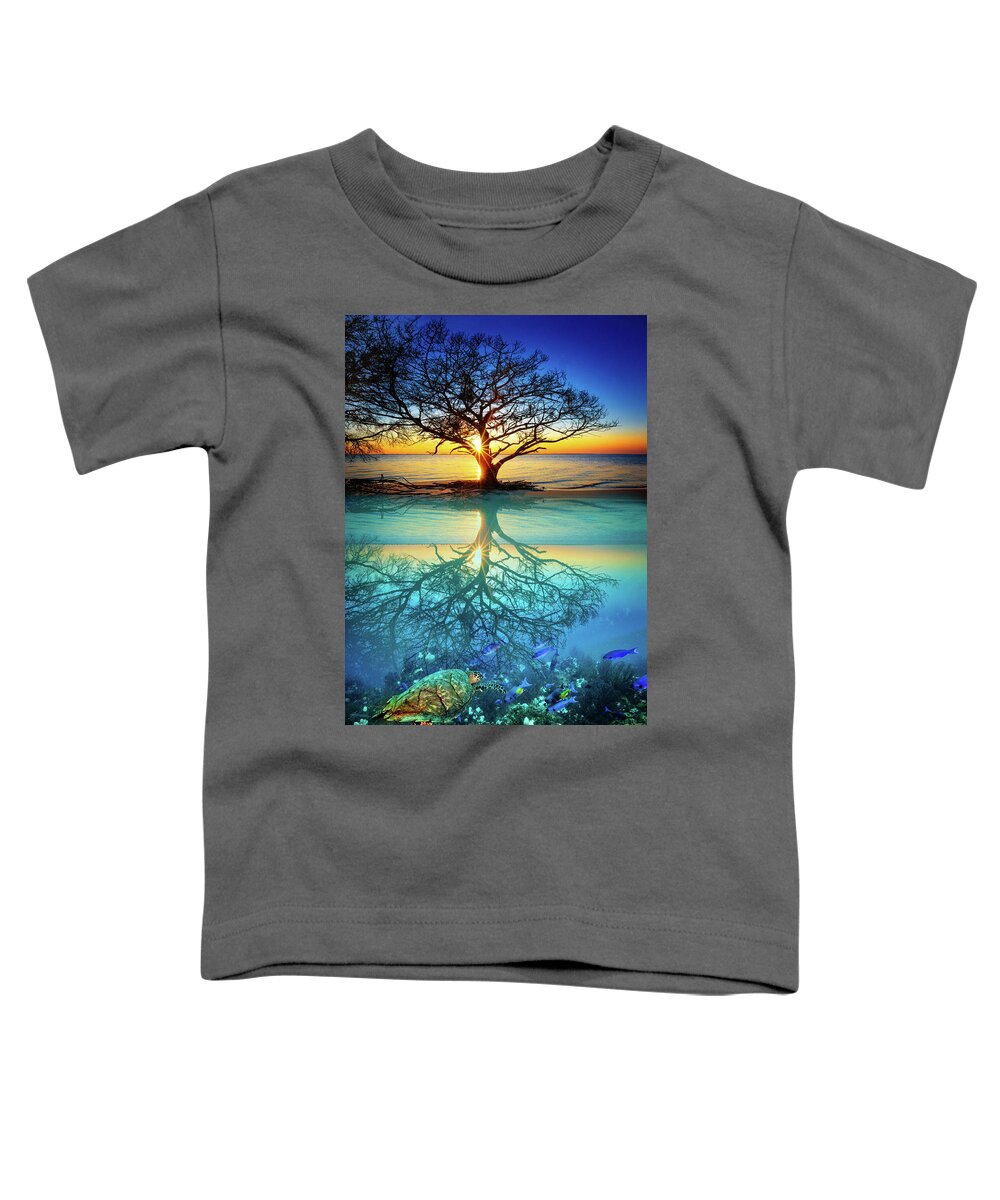 Clouds Toddler T-Shirt featuring the photograph Half In Half Out by Debra and Dave Vanderlaan