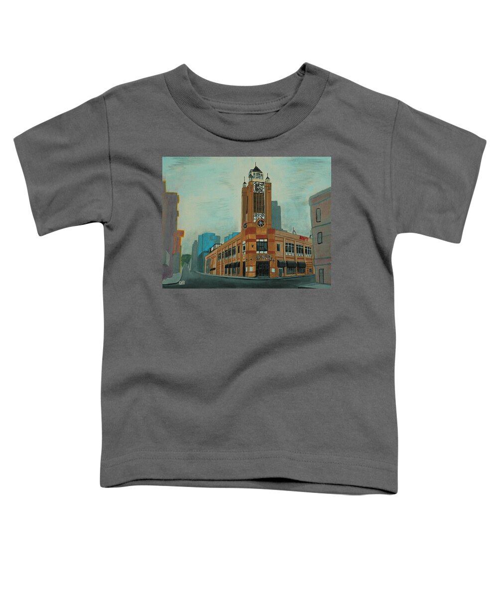 Hamilton Toddler T-Shirt featuring the painting Hamilton City centre by David Bigelow