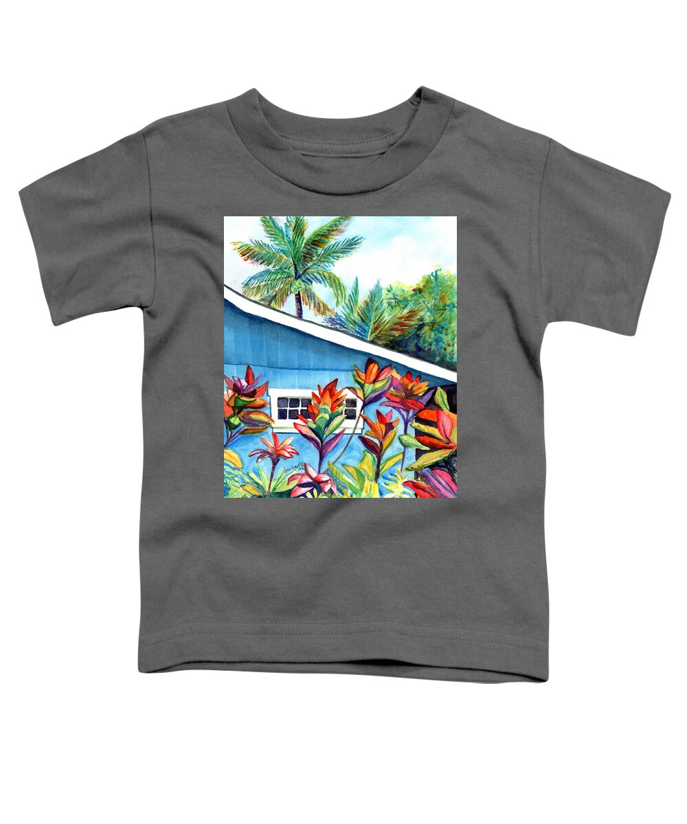 Kauai Fine Art Toddler T-Shirt featuring the painting Hanalei Cottage by Marionette Taboniar