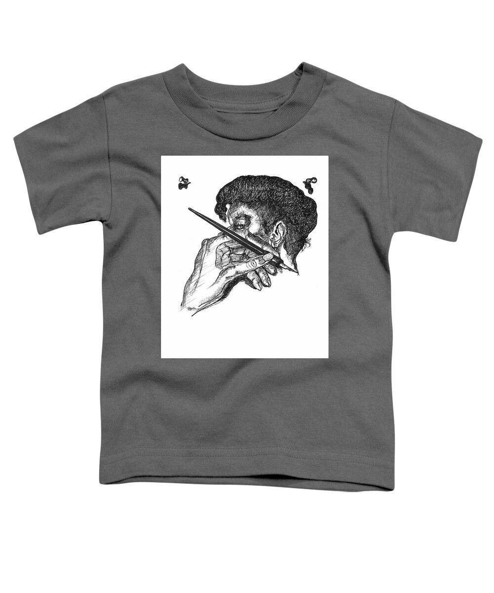 Hand Toddler T-Shirt featuring the drawing Hand And Pen by Michelle Gilmore