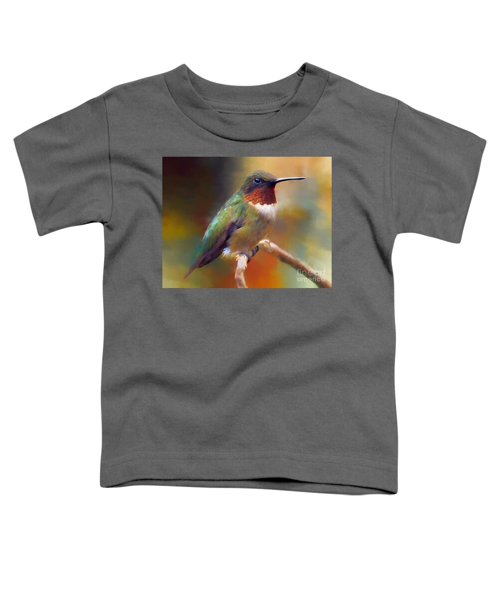 Hummingbird Toddler T-Shirt featuring the painting Handsome Hummingbird by Tina LeCour