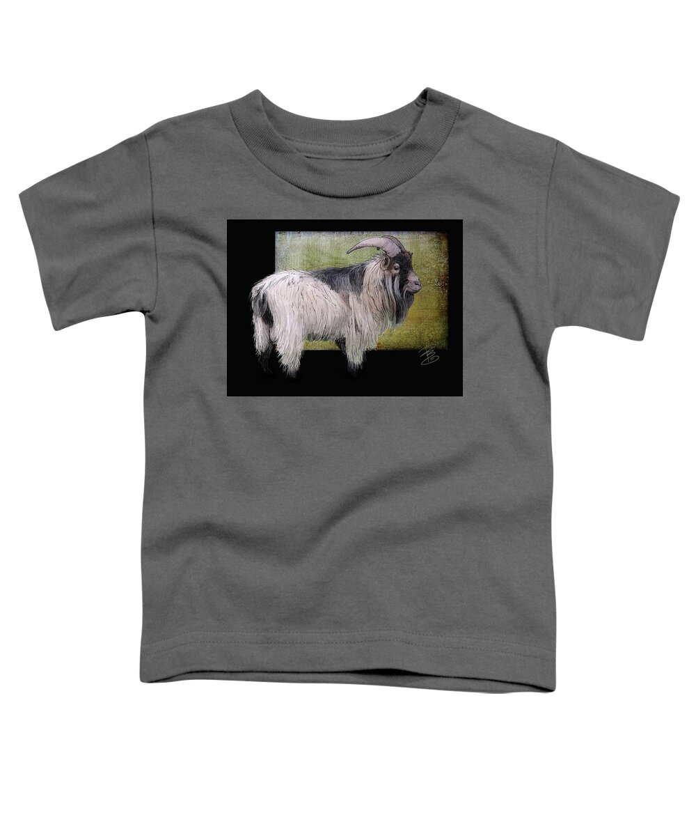 Agriculture Toddler T-Shirt featuring the digital art Handsome pygmy goat by Debra Baldwin