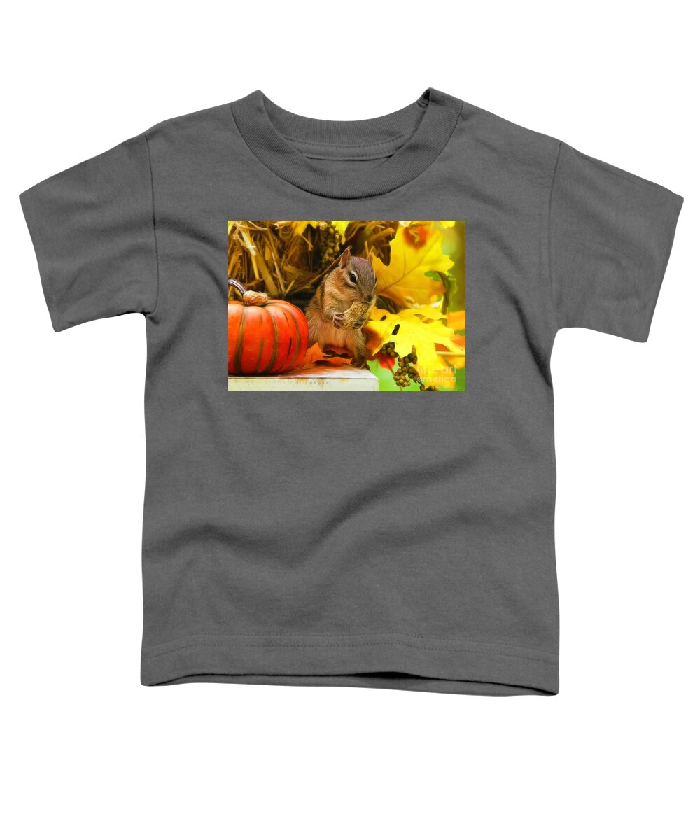 Chipmunk Toddler T-Shirt featuring the photograph Happy Harvest by Tina LeCour