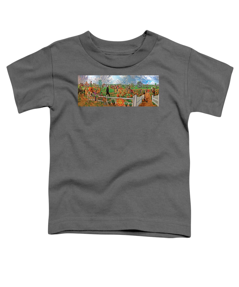 Harbes Family Farm Toddler T-Shirt featuring the painting Harbe's Family Farm by Bonnie Siracusa