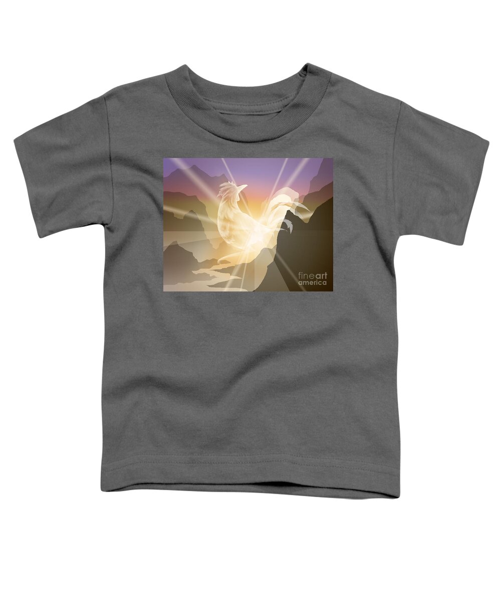 Rooster Toddler T-Shirt featuring the digital art Harbinger of Light by Alice Chen