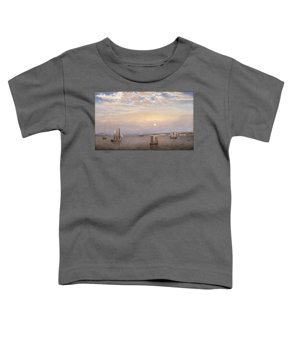 Fitz Henry Lane Toddler T-Shirt featuring the painting Harbor and Town by MotionAge Designs