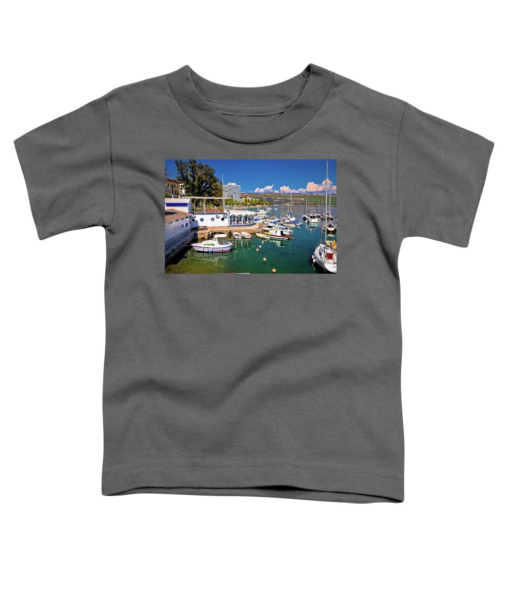 Volosko Toddler T-Shirt featuring the photograph Harbor and waterfront of Opatija view by Brch Photography