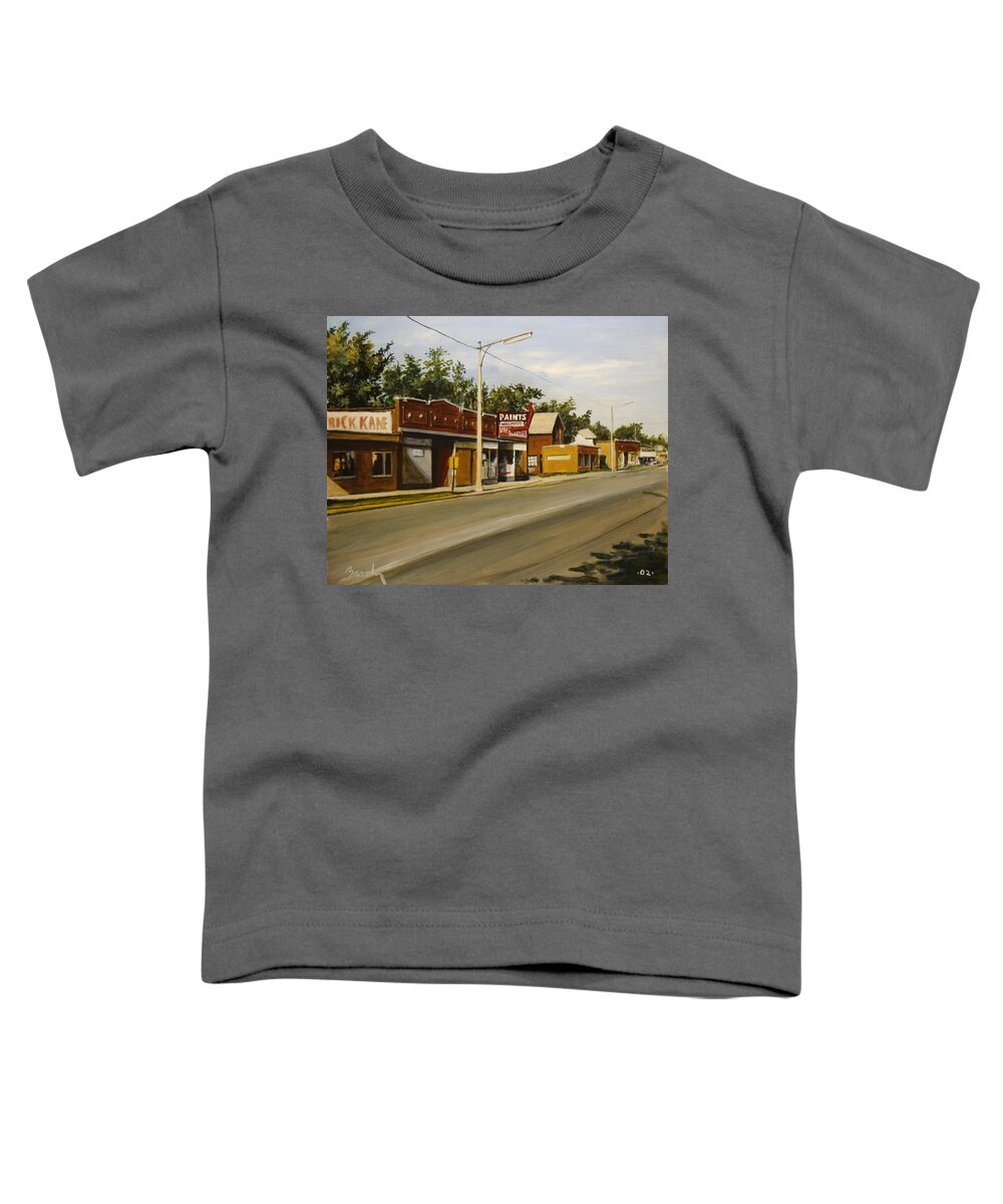 Urban Toddler T-Shirt featuring the painting Harvey Paint Store by William Brody