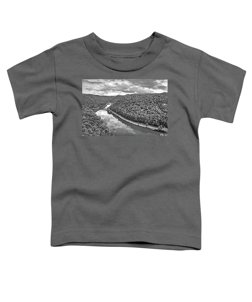 Landscape Toddler T-Shirt featuring the photograph Hawk's Nest West Virginia 3 BW by Steve Harrington