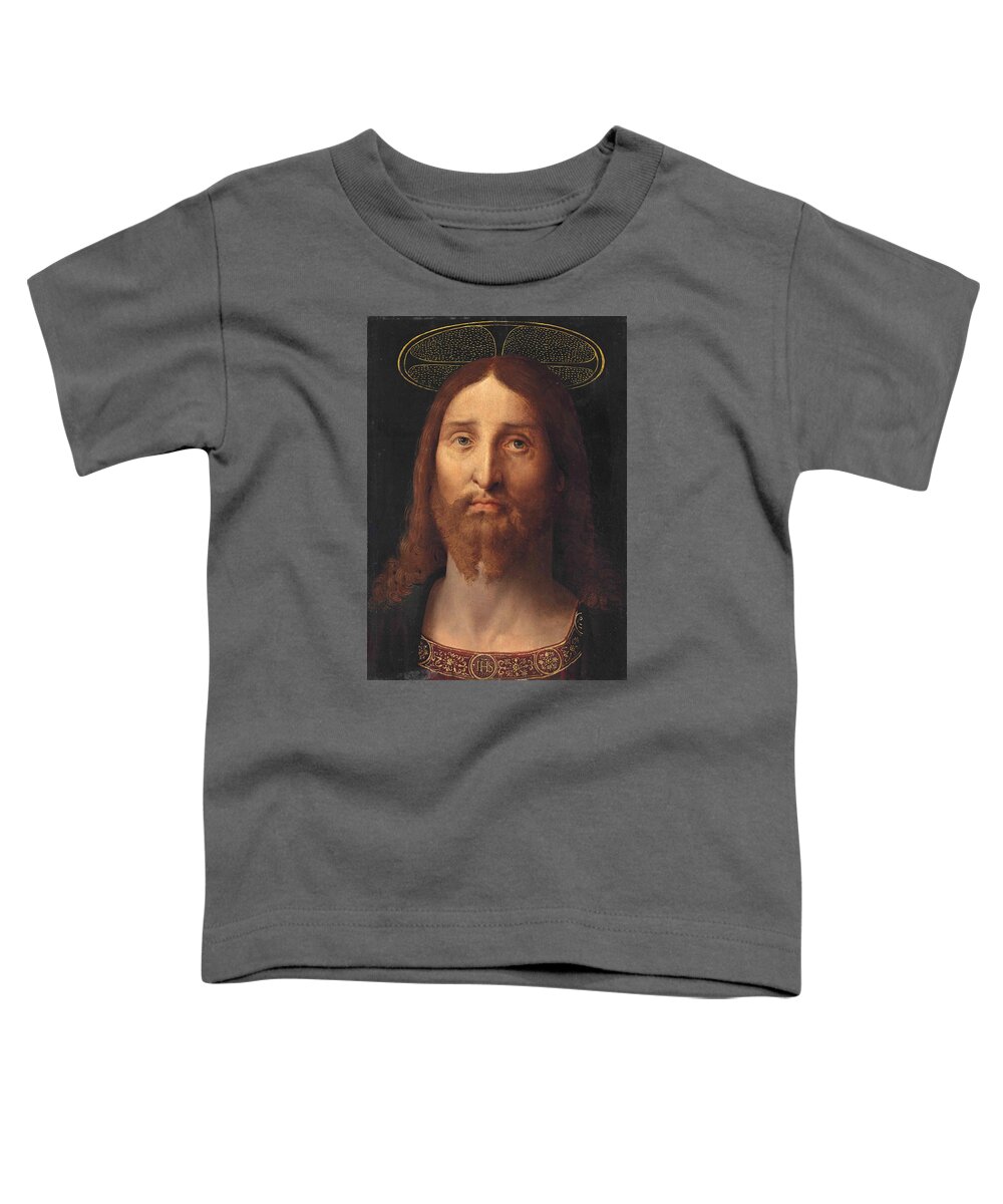 Follower Of Jacopo De' Barbari Toddler T-Shirt featuring the painting Head of Christ. Salvator Mundi by Follower of Jacopo de' Barbari