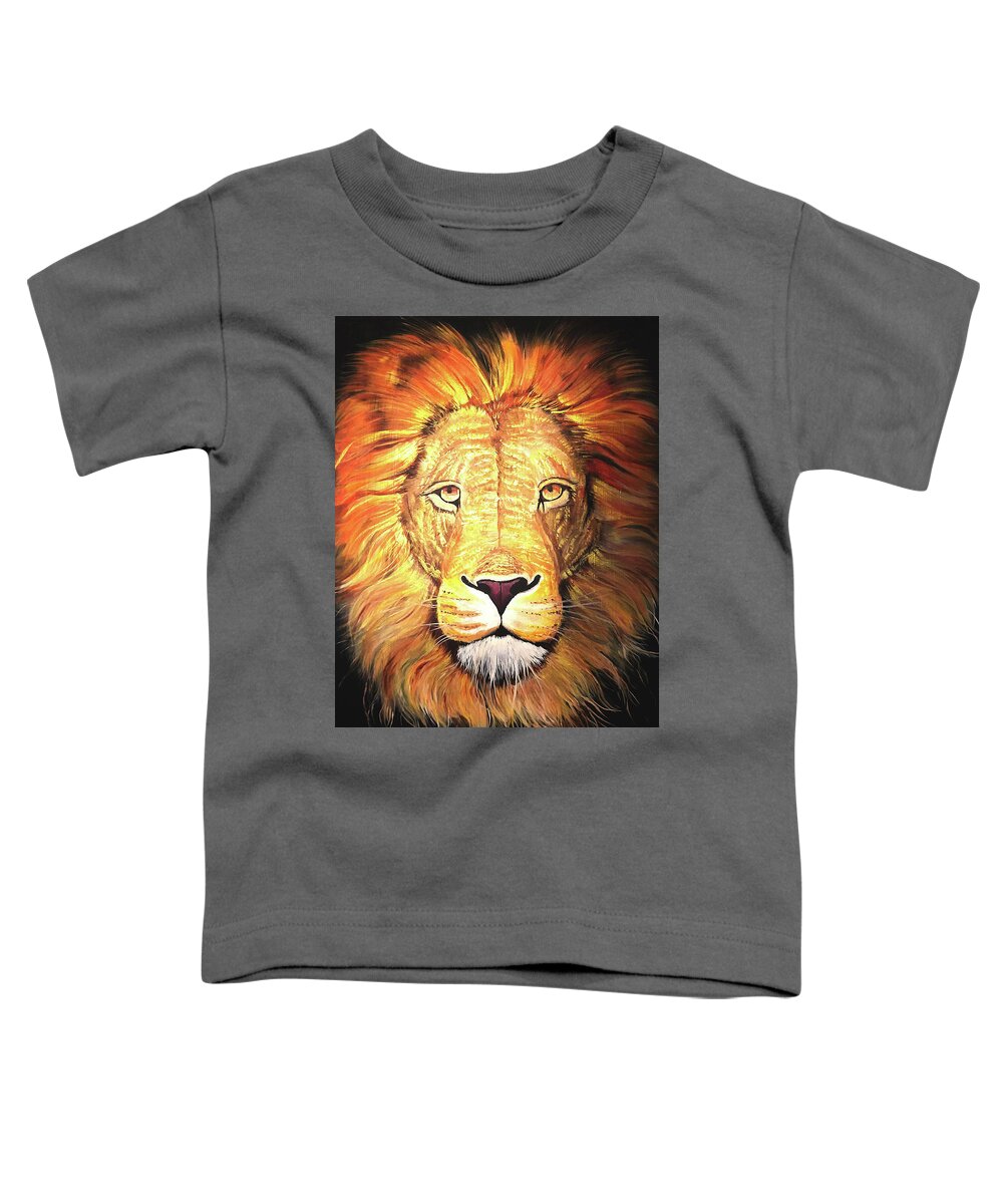 Lion Full Color Toddler T-Shirt featuring the painting Heart of a Lion FullColor by Femme Blaicasso