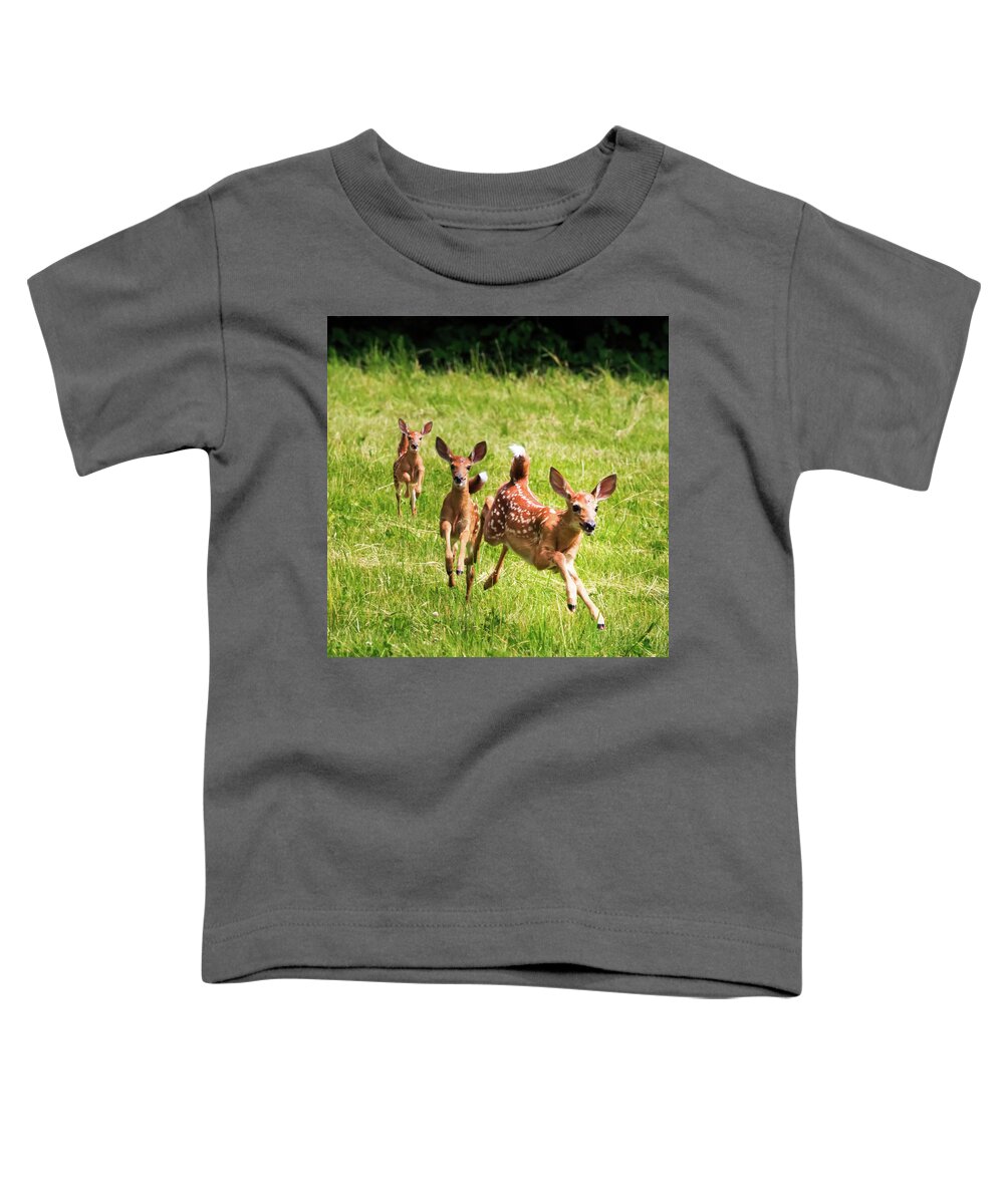 Deer Toddler T-Shirt featuring the photograph Here She Comes by Natalie Rotman Cote