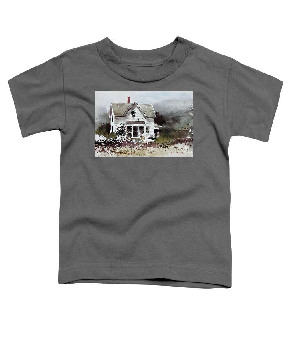 A Two Story White House In Minneapolis Toddler T-Shirt featuring the painting Heyl House, Minneapolis, Kansas by Monte Toon