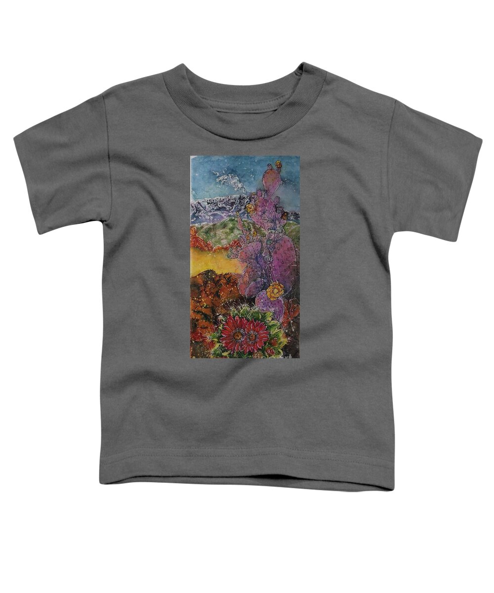 Watercolor Batik Toddler T-Shirt featuring the mixed media High Desert Spring by Carol Losinski Naylor