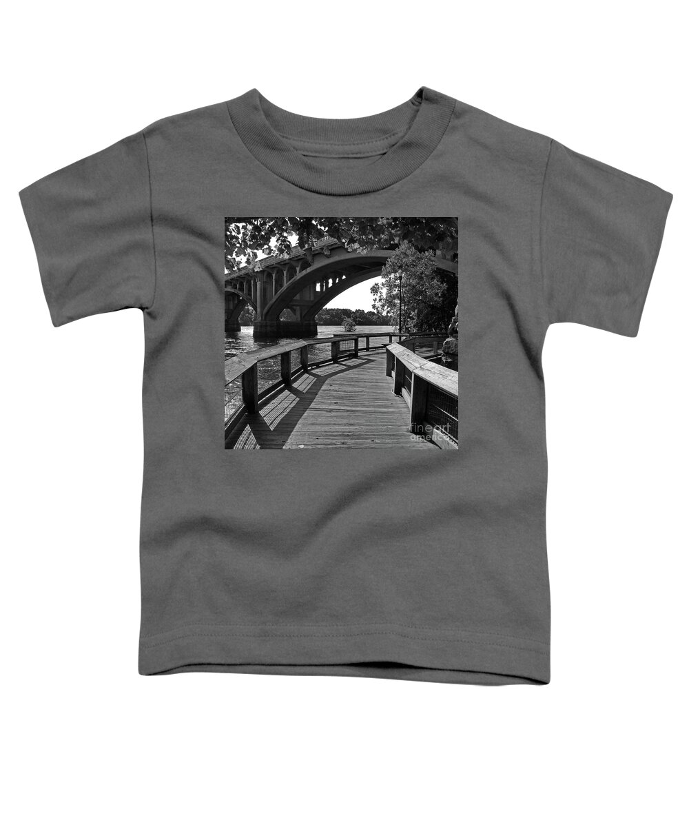 Scenic Tours Toddler T-Shirt featuring the photograph High Water Gervais St. Bridge by Skip Willits